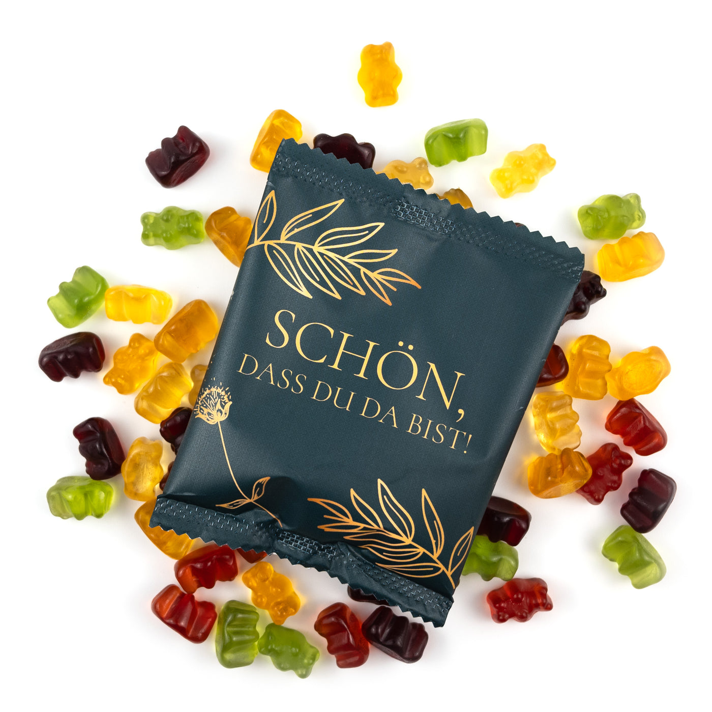 Fruchtgummi Päckchen - Schön, dass du da bist - Dunkelgrün