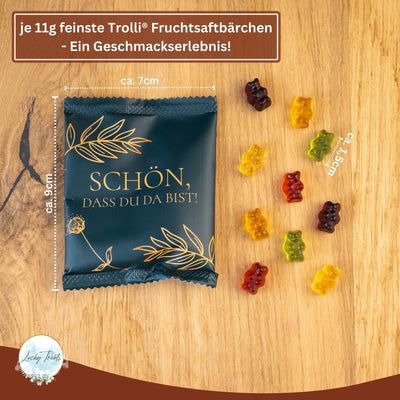 Fruchtgummi Päckchen - Schön, dass du da bist - Dunkelgrün